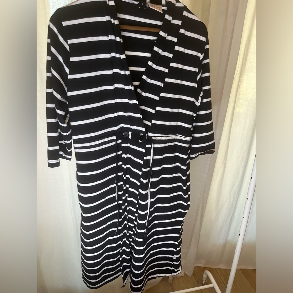 Striped Black and White Surgical Women's Robe